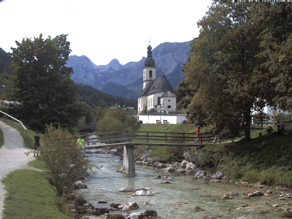 Archiv Foto Webcam Malerwinkel in Ramsau bei Berchtesgaden - Ortskirche St. Sebastian
