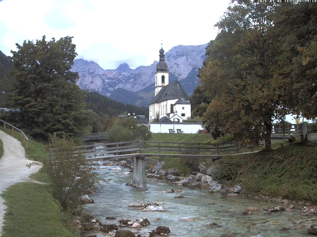 Archiv Foto Webcam Malerwinkel in Ramsau bei Berchtesgaden - Ortskirche St. Sebastian