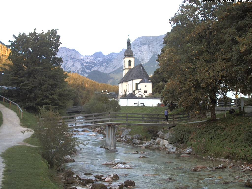 Archiv Foto Webcam Malerwinkel in Ramsau bei Berchtesgaden - Ortskirche St. Sebastian