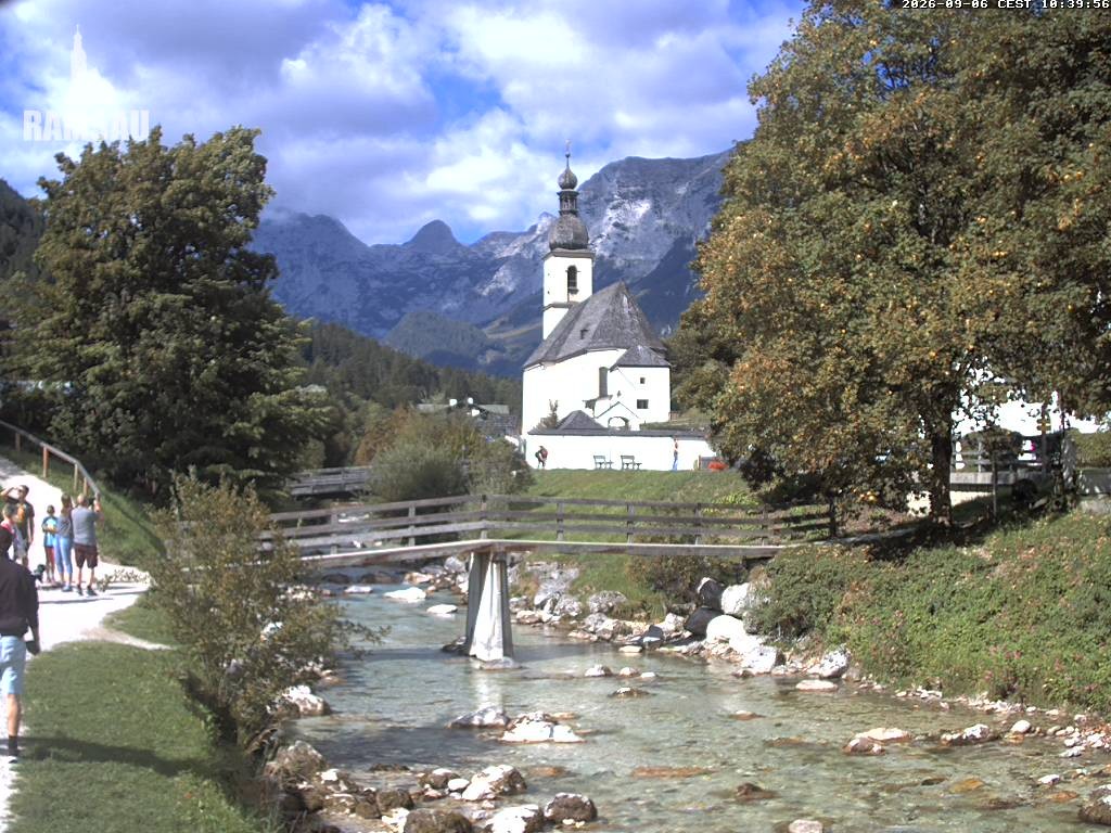 Archiv Foto Webcam Malerwinkel in Ramsau bei Berchtesgaden - Ortskirche St. Sebastian
