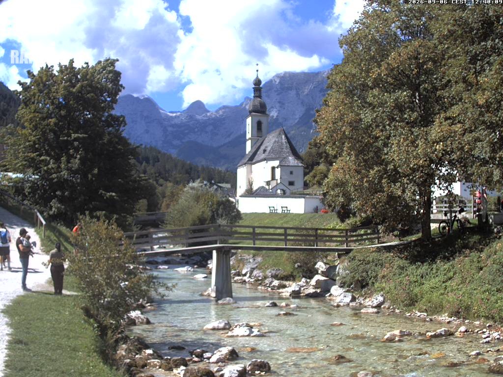 Archiv Foto Webcam Malerwinkel in Ramsau bei Berchtesgaden - Ortskirche St. Sebastian