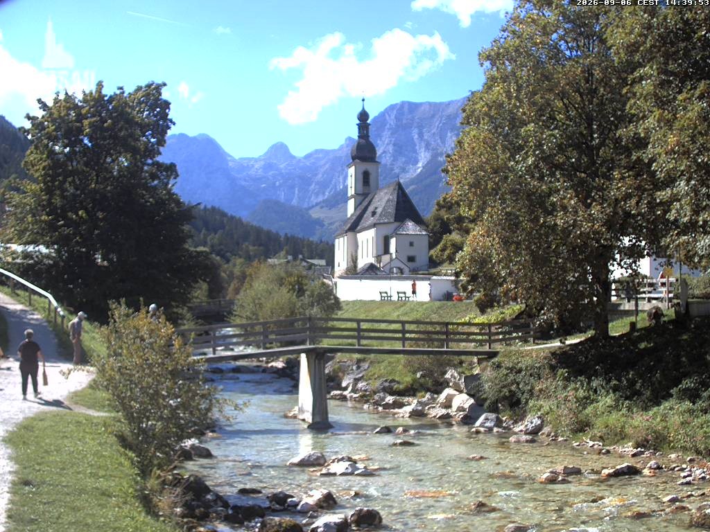 Archiv Foto Webcam Malerwinkel in Ramsau bei Berchtesgaden - Ortskirche St. Sebastian