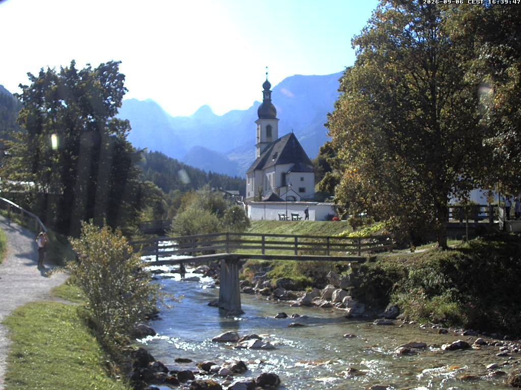 Archiv Foto Webcam Malerwinkel in Ramsau bei Berchtesgaden - Ortskirche St. Sebastian