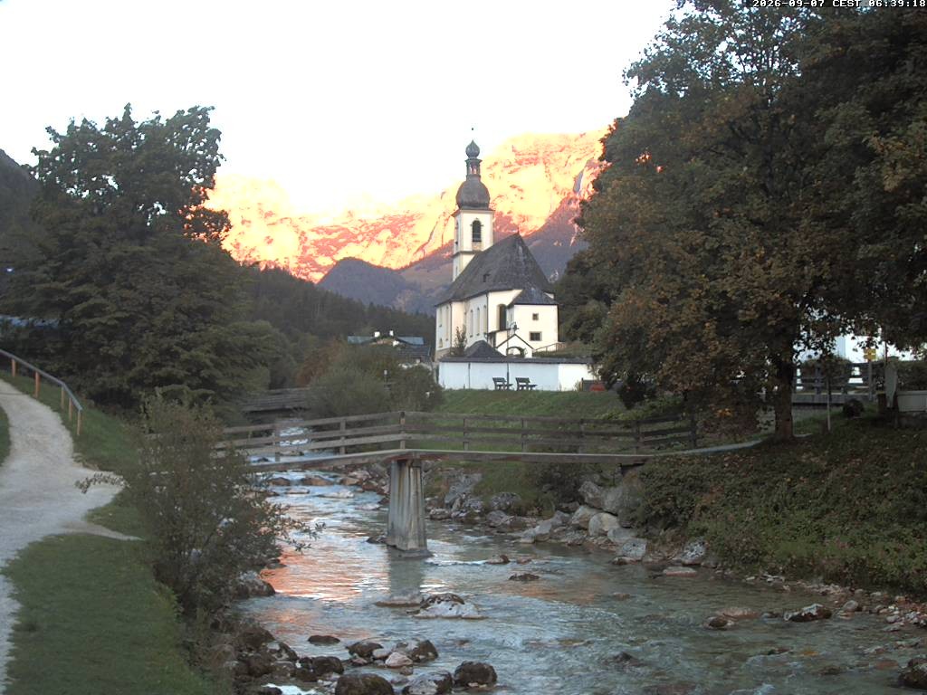 Archiv Foto Webcam Malerwinkel in Ramsau bei Berchtesgaden - Ortskirche St. Sebastian
