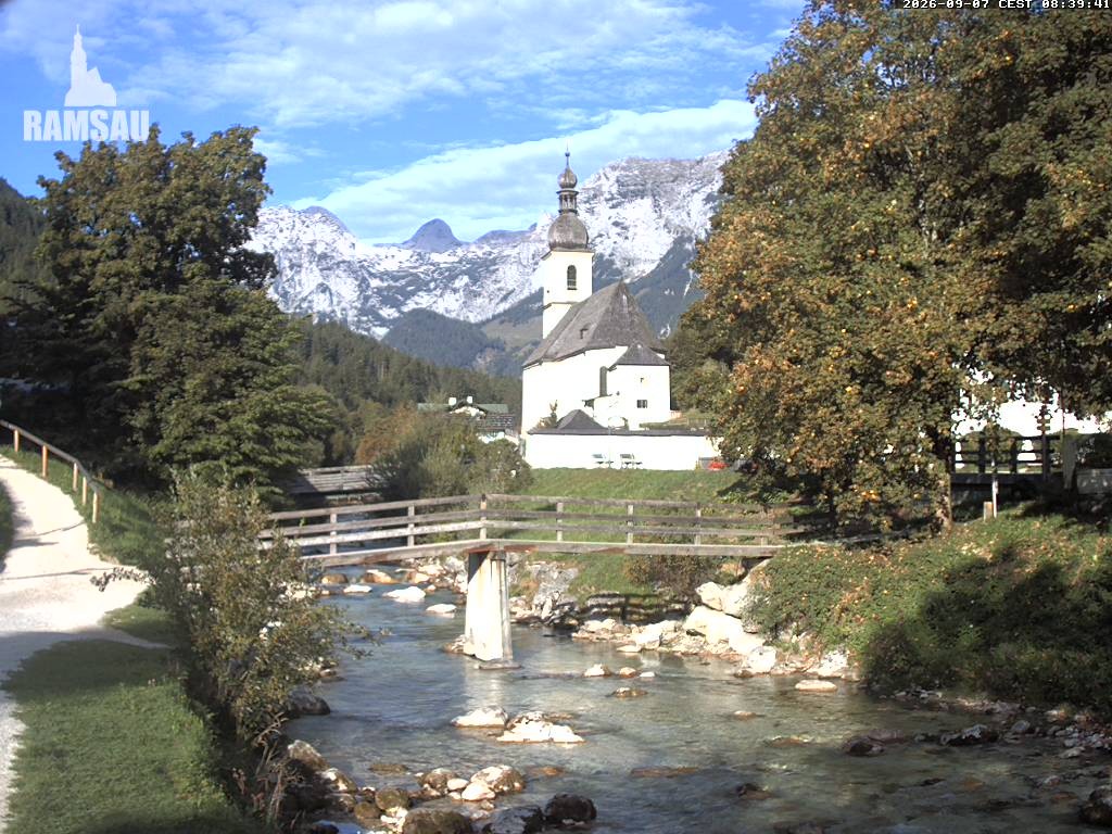 Archiv Foto Webcam Malerwinkel in Ramsau bei Berchtesgaden - Ortskirche St. Sebastian