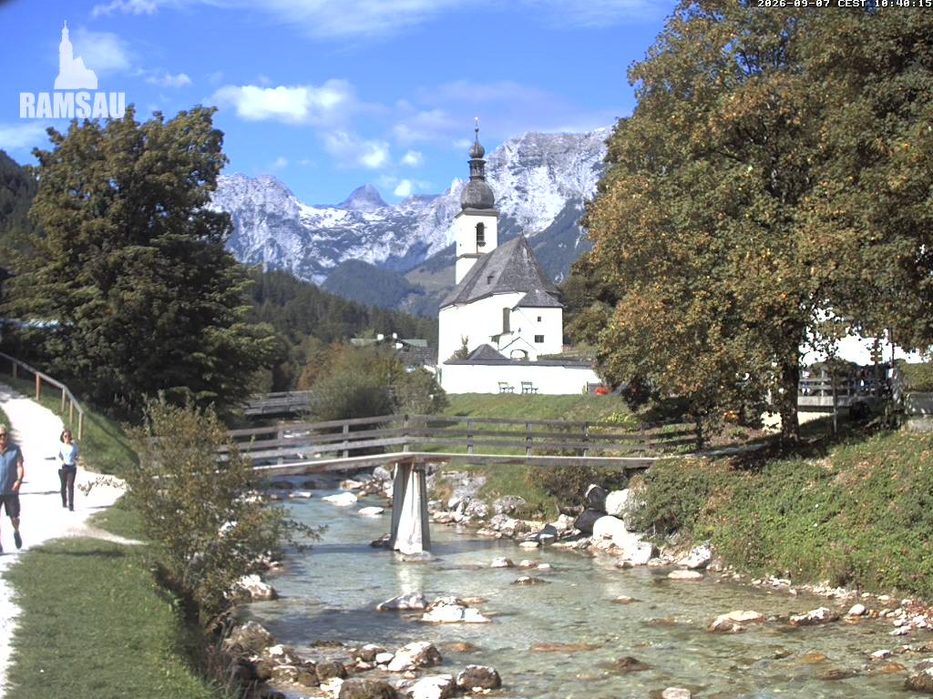 Archiv Foto Webcam Malerwinkel in Ramsau bei Berchtesgaden - Ortskirche St. Sebastian