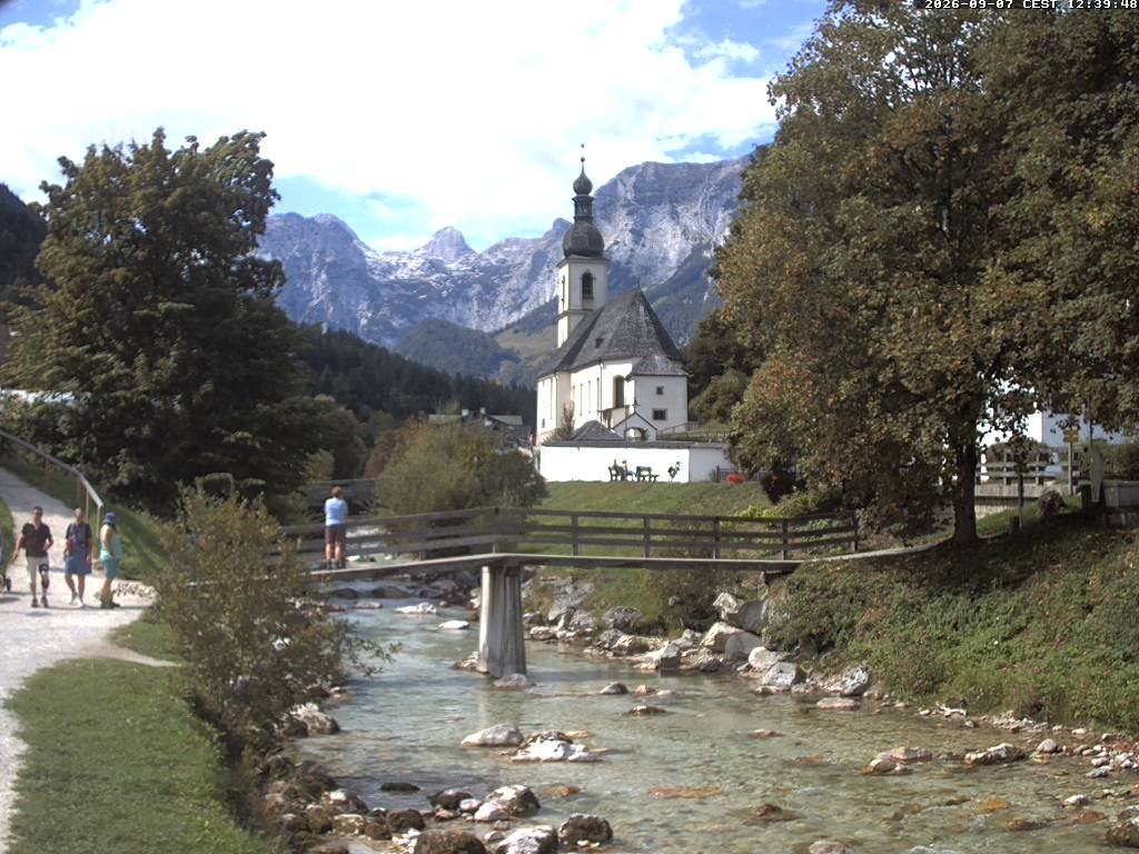 Archiv Foto Webcam Malerwinkel in Ramsau bei Berchtesgaden - Ortskirche St. Sebastian