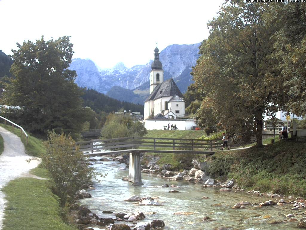 Archiv Foto Webcam Malerwinkel in Ramsau bei Berchtesgaden - Ortskirche St. Sebastian