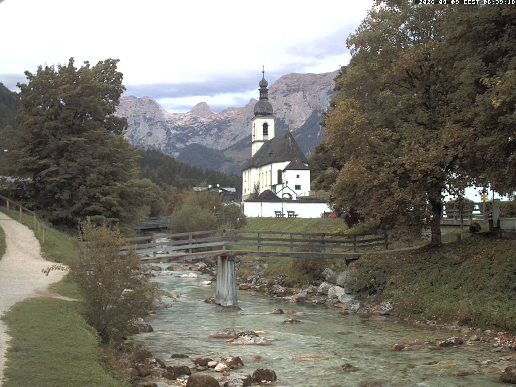 Archiv Foto Webcam Malerwinkel in Ramsau bei Berchtesgaden - Ortskirche St. Sebastian
