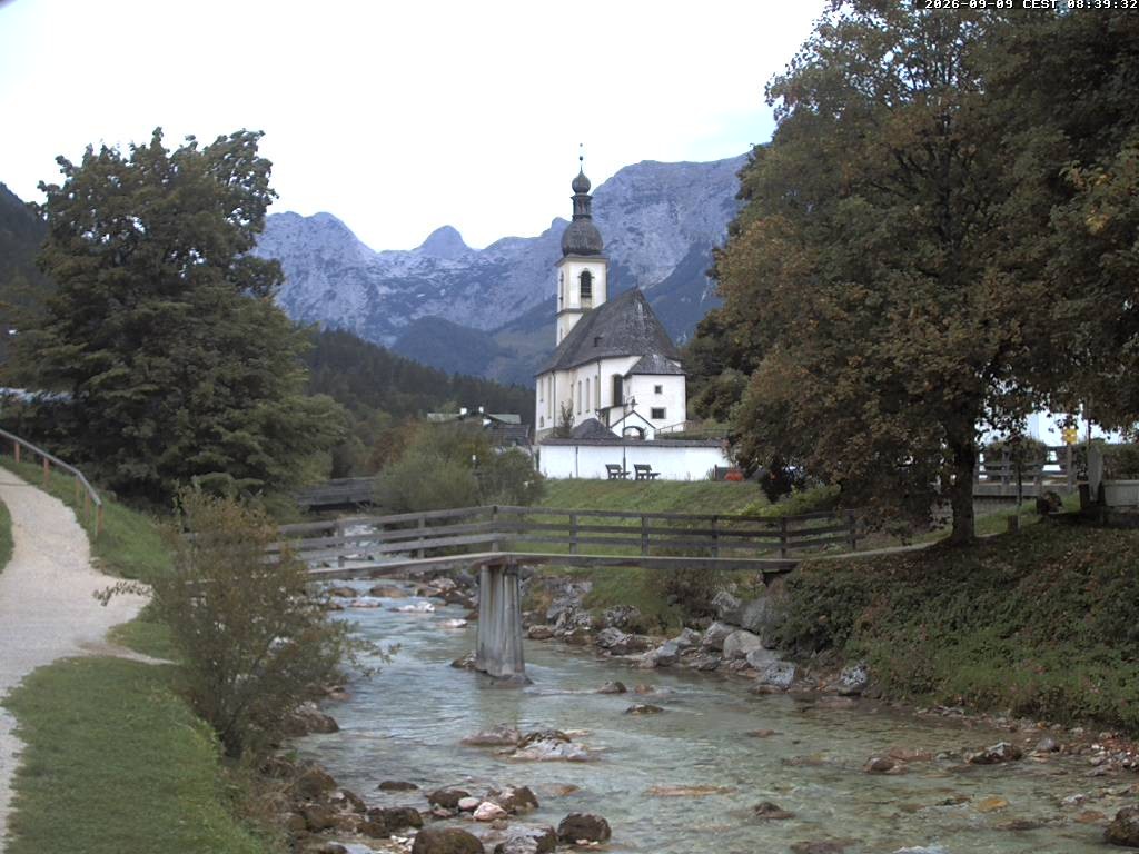 Archiv Foto Webcam Malerwinkel in Ramsau bei Berchtesgaden - Ortskirche St. Sebastian
