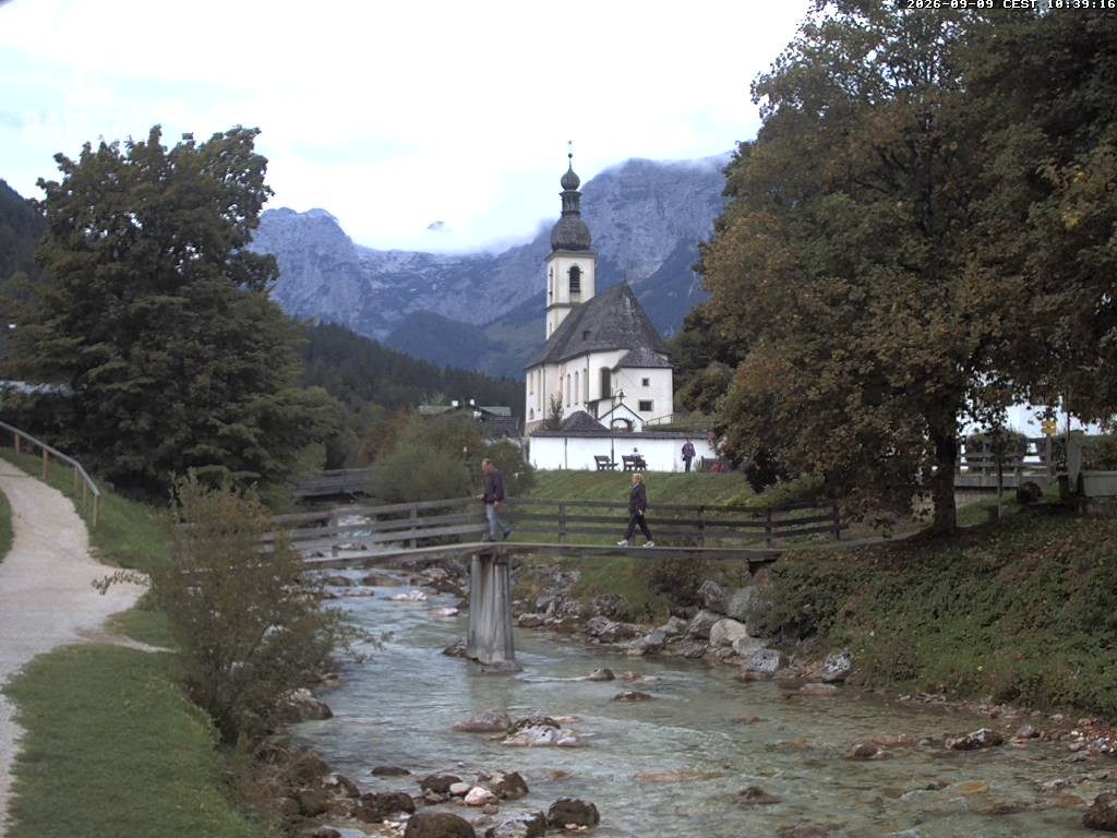 Archiv Foto Webcam Malerwinkel in Ramsau bei Berchtesgaden - Ortskirche St. Sebastian