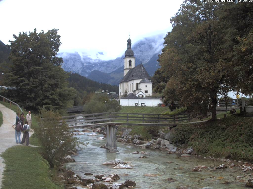 Archiv Foto Webcam Malerwinkel in Ramsau bei Berchtesgaden - Ortskirche St. Sebastian
