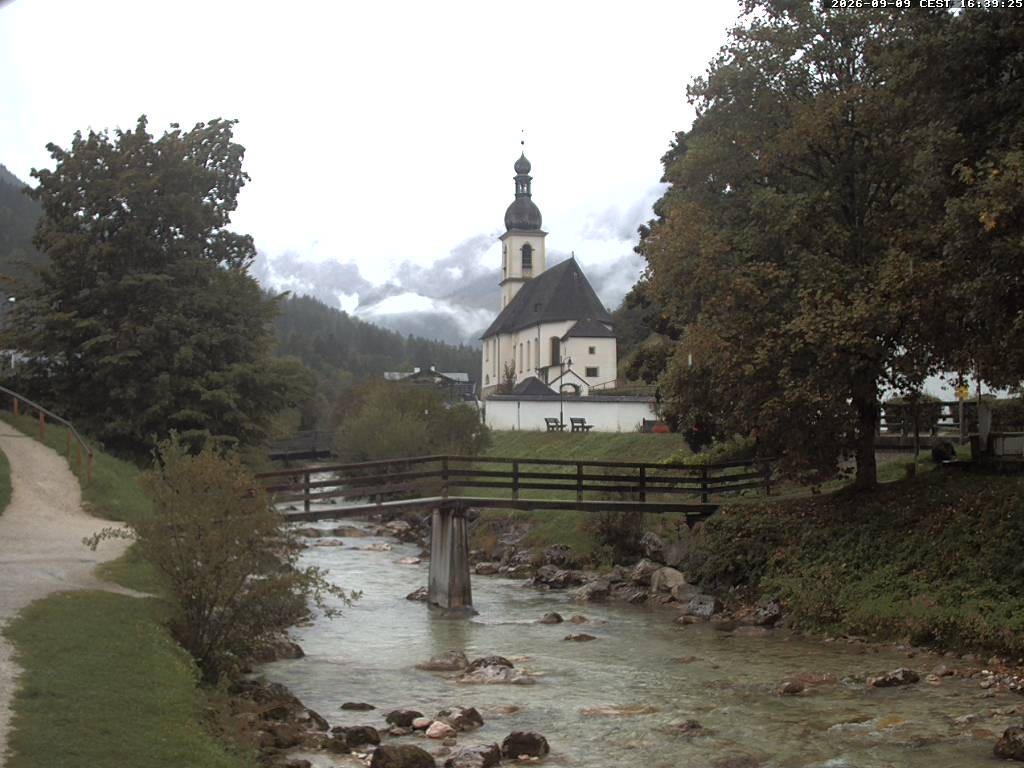 Archiv Foto Webcam Malerwinkel in Ramsau bei Berchtesgaden - Ortskirche St. Sebastian