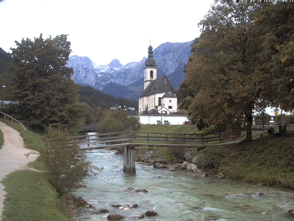 Archiv Foto Webcam Malerwinkel in Ramsau bei Berchtesgaden - Ortskirche St. Sebastian