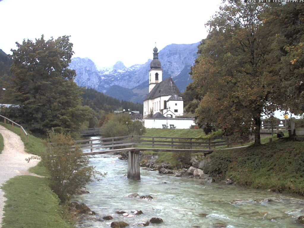 Archiv Foto Webcam Malerwinkel in Ramsau bei Berchtesgaden - Ortskirche St. Sebastian