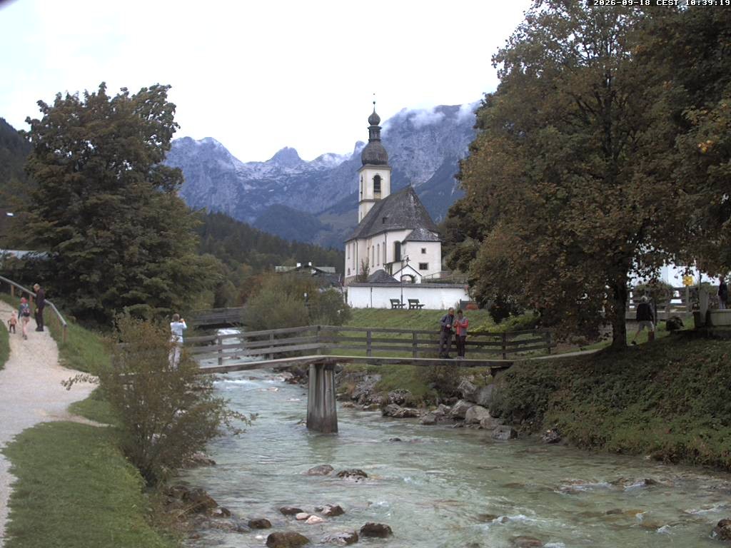 Archiv Foto Webcam Malerwinkel in Ramsau bei Berchtesgaden - Ortskirche St. Sebastian