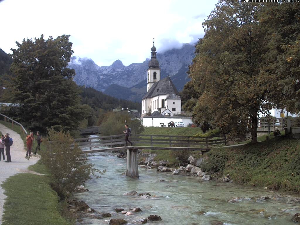 Archiv Foto Webcam Malerwinkel in Ramsau bei Berchtesgaden - Ortskirche St. Sebastian