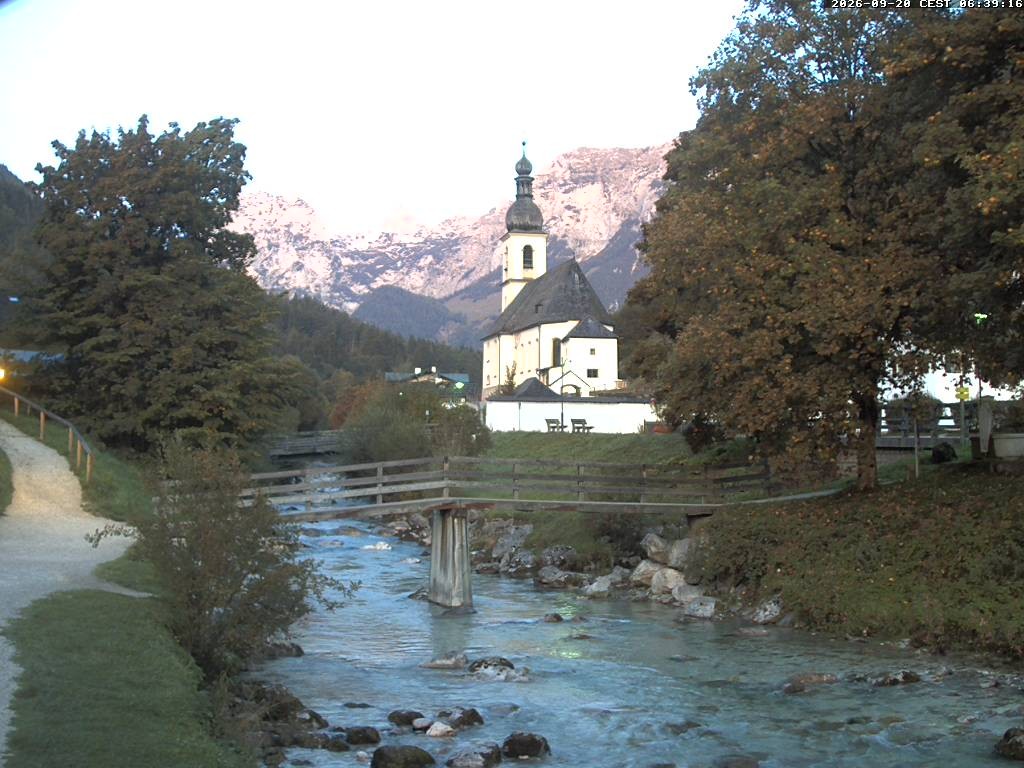 Archiv Foto Webcam Malerwinkel in Ramsau bei Berchtesgaden - Ortskirche St. Sebastian