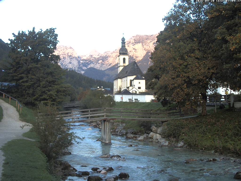 Archiv Foto Webcam Malerwinkel in Ramsau bei Berchtesgaden - Ortskirche St. Sebastian
