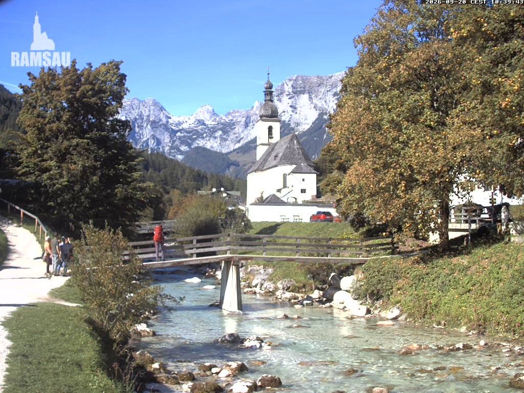 Archiv Foto Webcam Malerwinkel in Ramsau bei Berchtesgaden - Ortskirche St. Sebastian