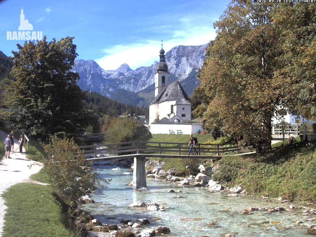 Archiv Foto Webcam Malerwinkel in Ramsau bei Berchtesgaden - Ortskirche St. Sebastian