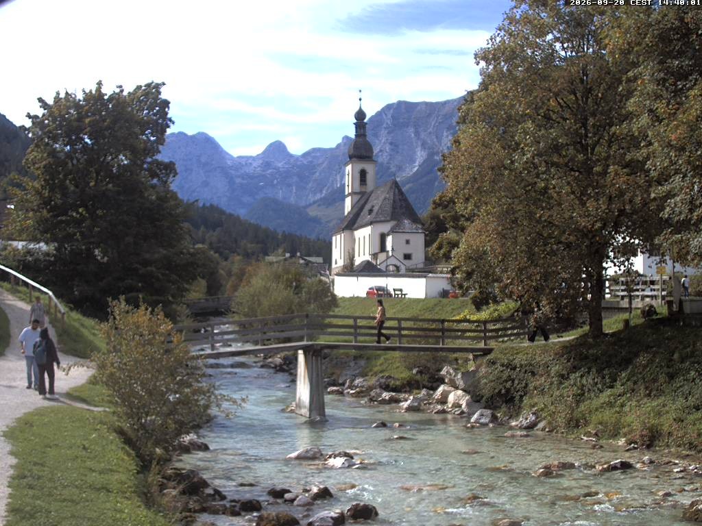 Archiv Foto Webcam Malerwinkel in Ramsau bei Berchtesgaden - Ortskirche St. Sebastian