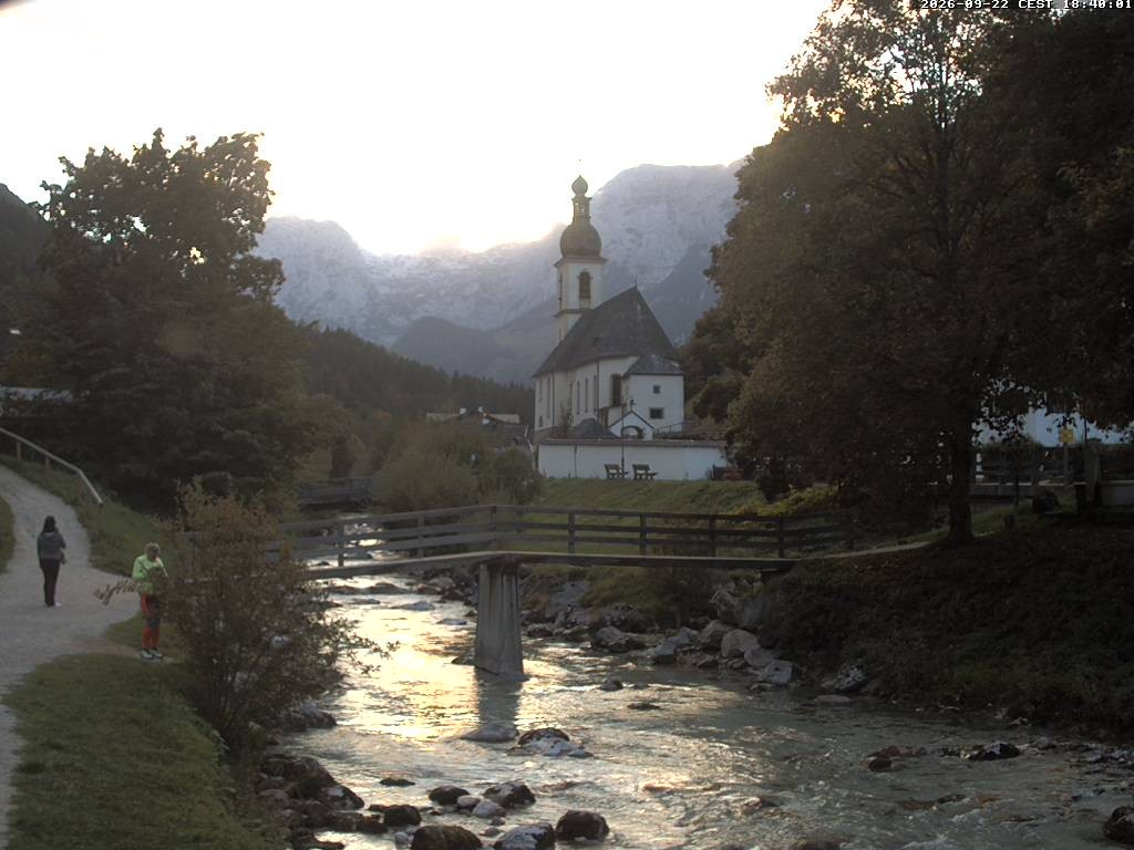 Archiv Foto Webcam Malerwinkel in Ramsau bei Berchtesgaden - Ortskirche St. Sebastian