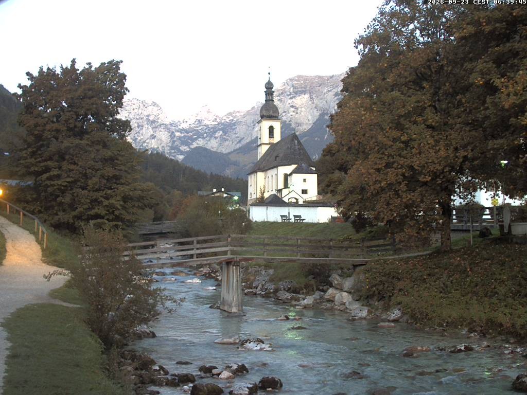 Archiv Foto Webcam Malerwinkel in Ramsau bei Berchtesgaden - Ortskirche St. Sebastian