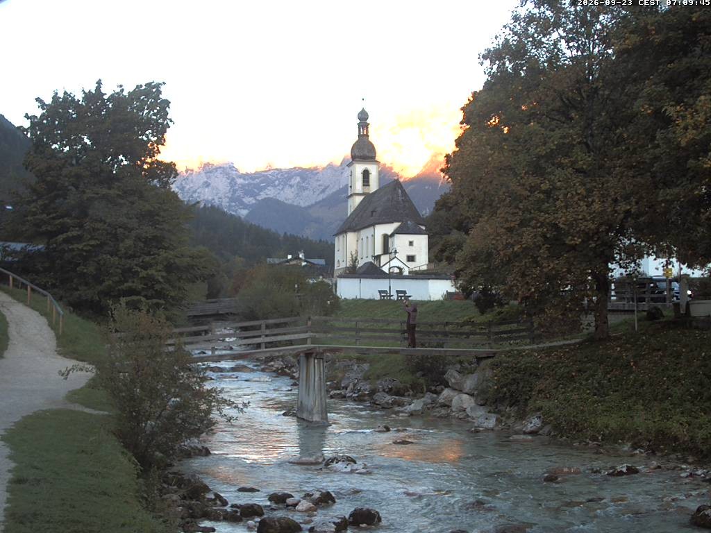 Archiv Foto Webcam Malerwinkel in Ramsau bei Berchtesgaden - Ortskirche St. Sebastian