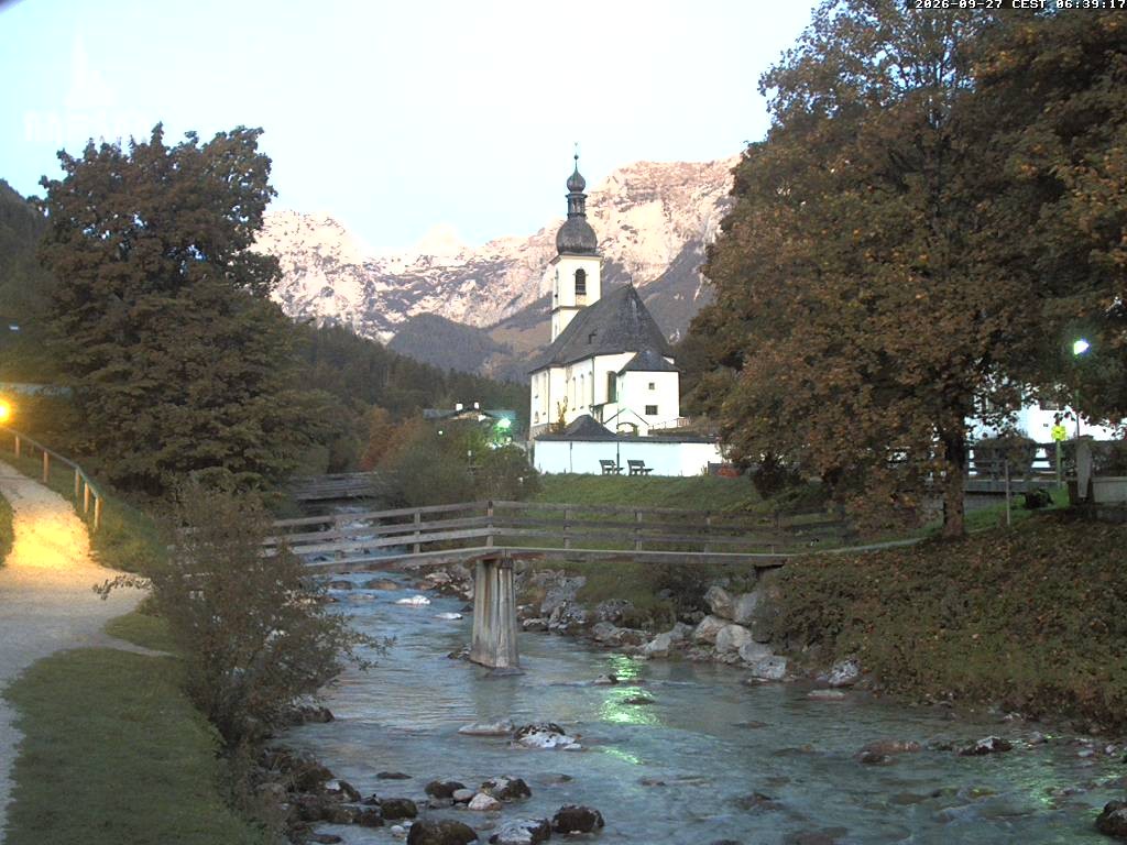 Archiv Foto Webcam Malerwinkel in Ramsau bei Berchtesgaden - Ortskirche St. Sebastian