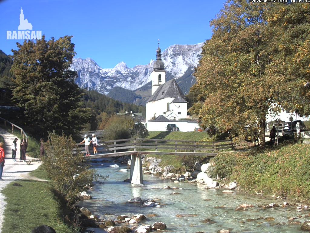 Archiv Foto Webcam Malerwinkel in Ramsau bei Berchtesgaden - Ortskirche St. Sebastian
