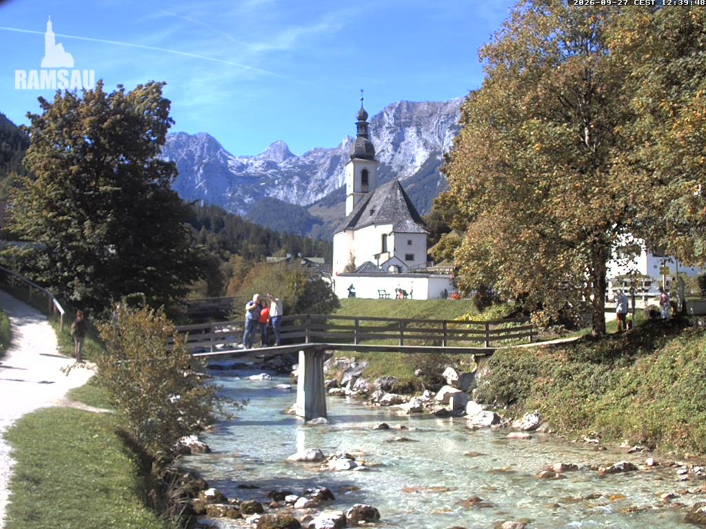 Archiv Foto Webcam Malerwinkel in Ramsau bei Berchtesgaden - Ortskirche St. Sebastian