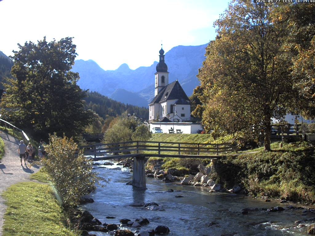 Archiv Foto Webcam Malerwinkel in Ramsau bei Berchtesgaden - Ortskirche St. Sebastian