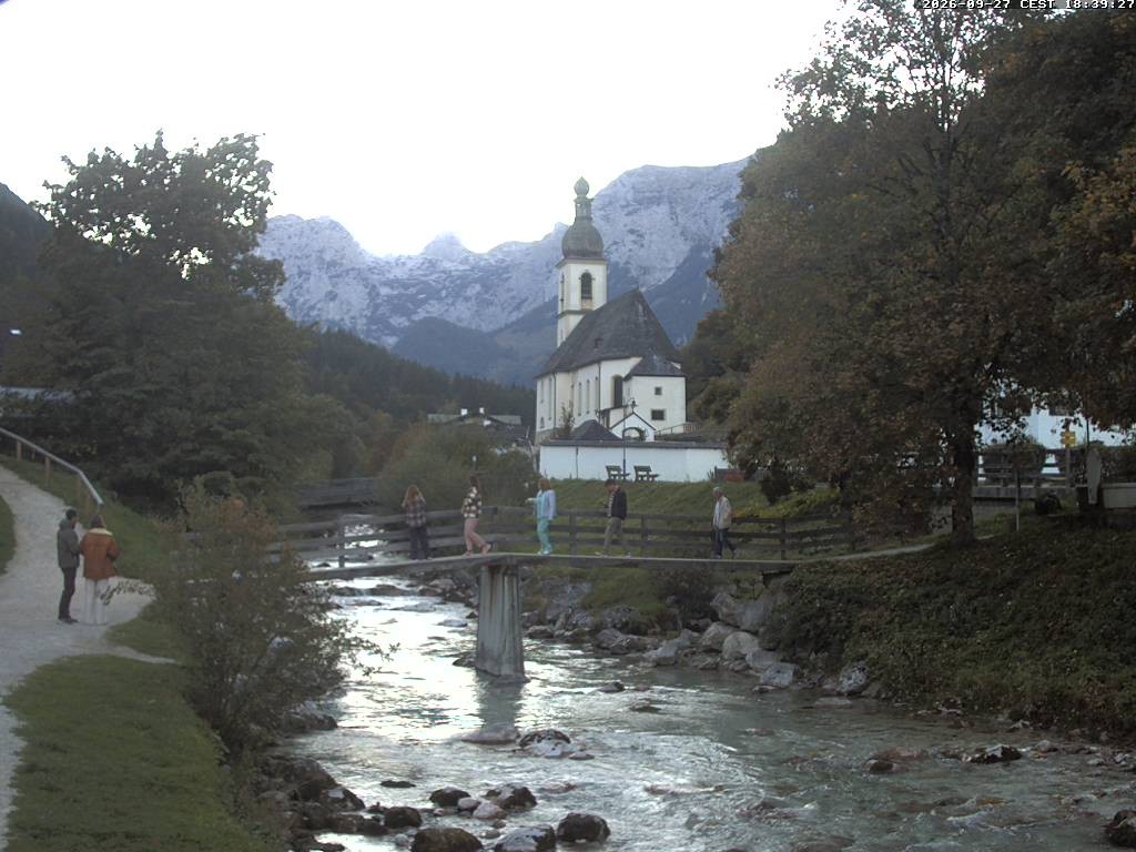 Archiv Foto Webcam Malerwinkel in Ramsau bei Berchtesgaden - Ortskirche St. Sebastian