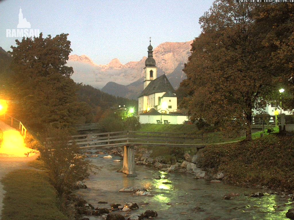 Archiv Foto Webcam Malerwinkel in Ramsau bei Berchtesgaden - Ortskirche St. Sebastian