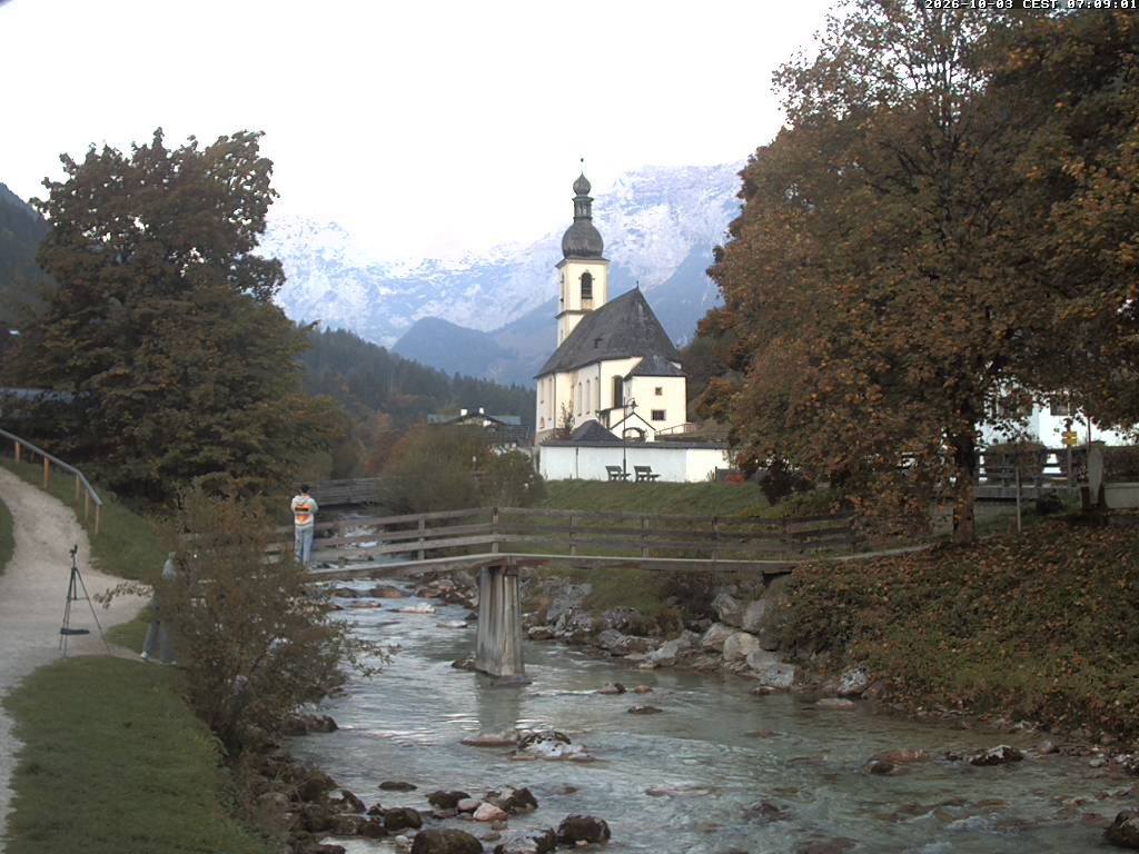 Archiv Foto Webcam Malerwinkel in Ramsau bei Berchtesgaden - Ortskirche St. Sebastian