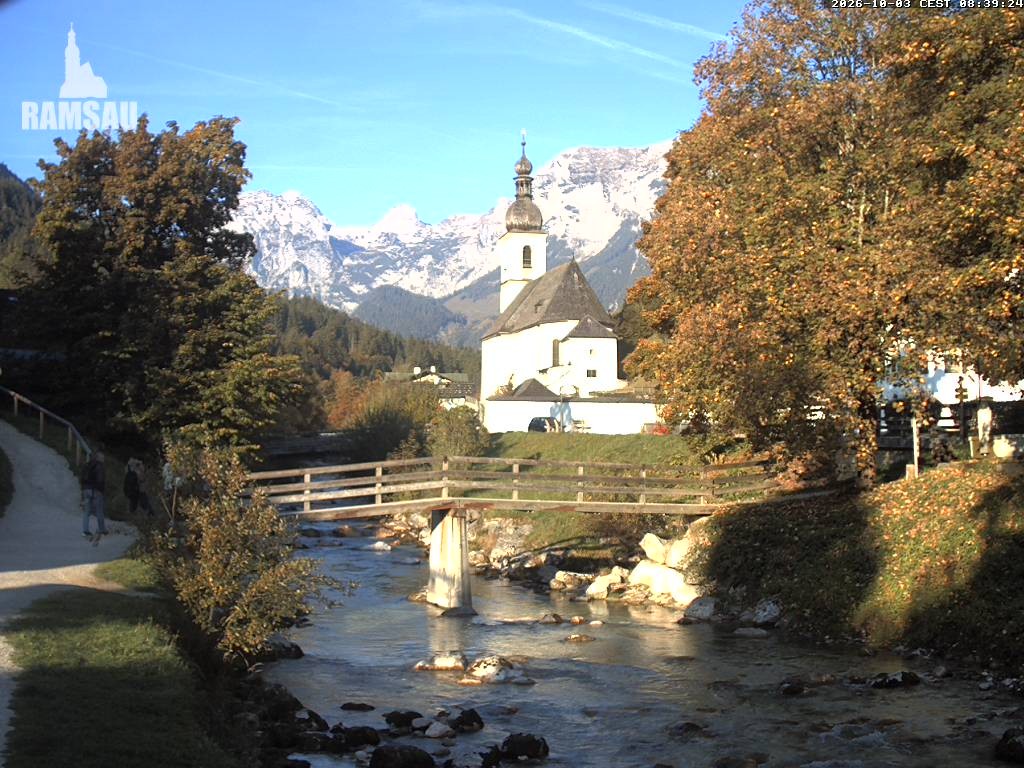 Archiv Foto Webcam Malerwinkel in Ramsau bei Berchtesgaden - Ortskirche St. Sebastian