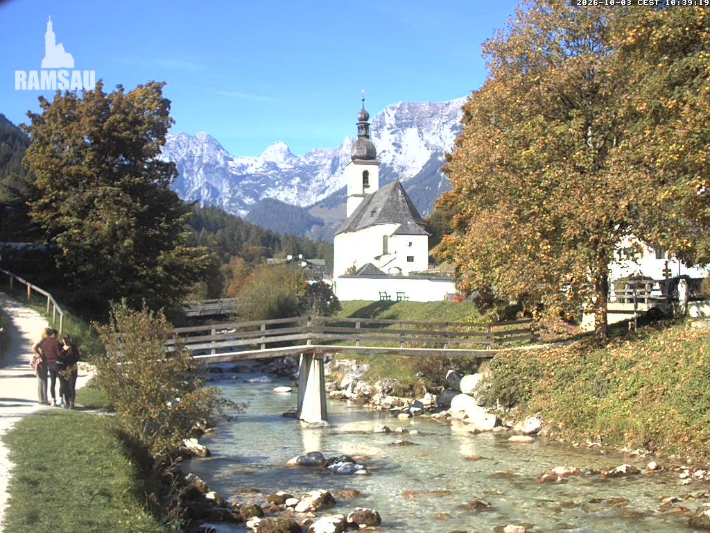 Archiv Foto Webcam Malerwinkel in Ramsau bei Berchtesgaden - Ortskirche St. Sebastian
