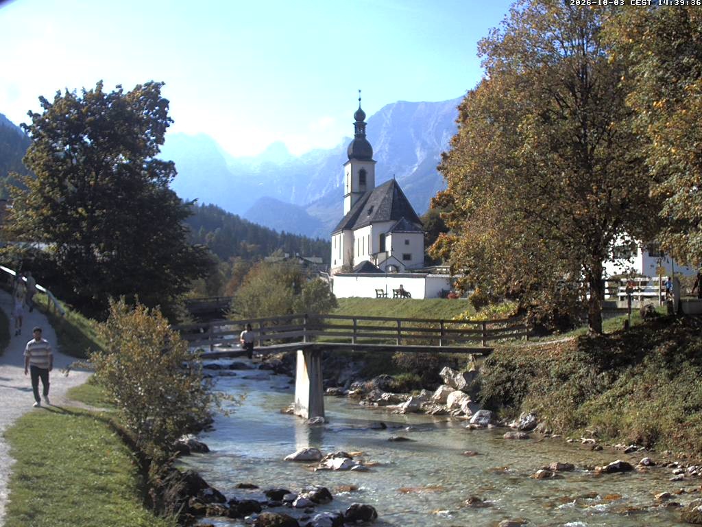 Archiv Foto Webcam Malerwinkel in Ramsau bei Berchtesgaden - Ortskirche St. Sebastian