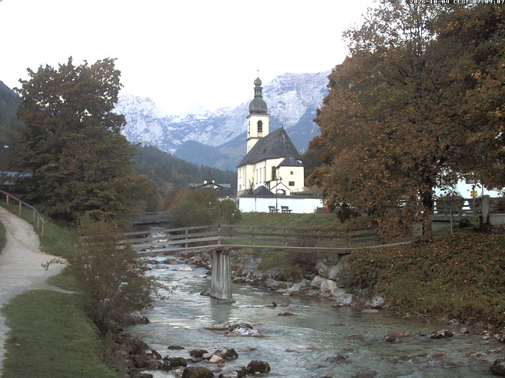 Archiv Foto Webcam Malerwinkel in Ramsau bei Berchtesgaden - Ortskirche St. Sebastian