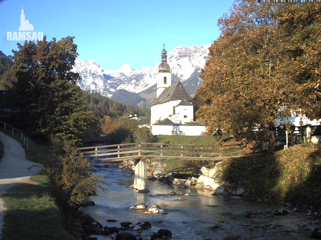 Archiv Foto Webcam Malerwinkel in Ramsau bei Berchtesgaden - Ortskirche St. Sebastian