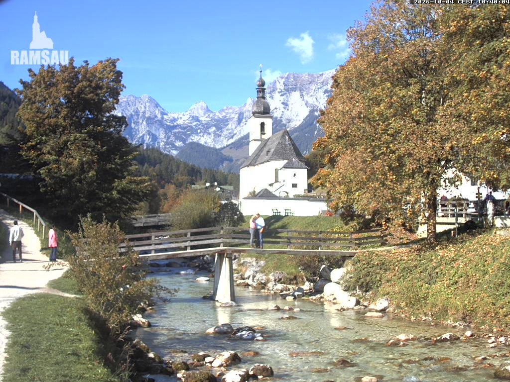Archiv Foto Webcam Malerwinkel in Ramsau bei Berchtesgaden - Ortskirche St. Sebastian