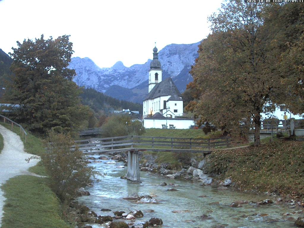 Archiv Foto Webcam Malerwinkel in Ramsau bei Berchtesgaden - Ortskirche St. Sebastian