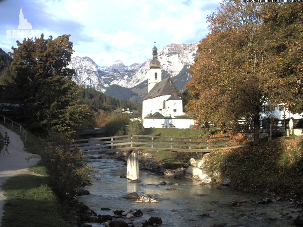 Archiv Foto Webcam Malerwinkel in Ramsau bei Berchtesgaden - Ortskirche St. Sebastian