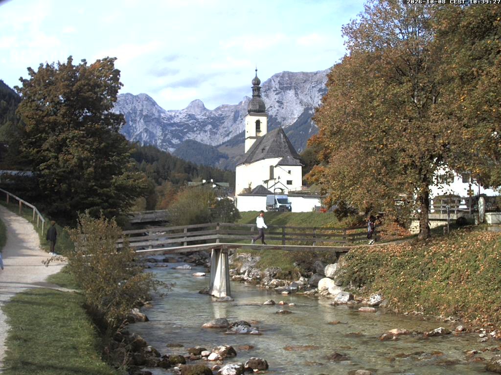 Archiv Foto Webcam Malerwinkel in Ramsau bei Berchtesgaden - Ortskirche St. Sebastian