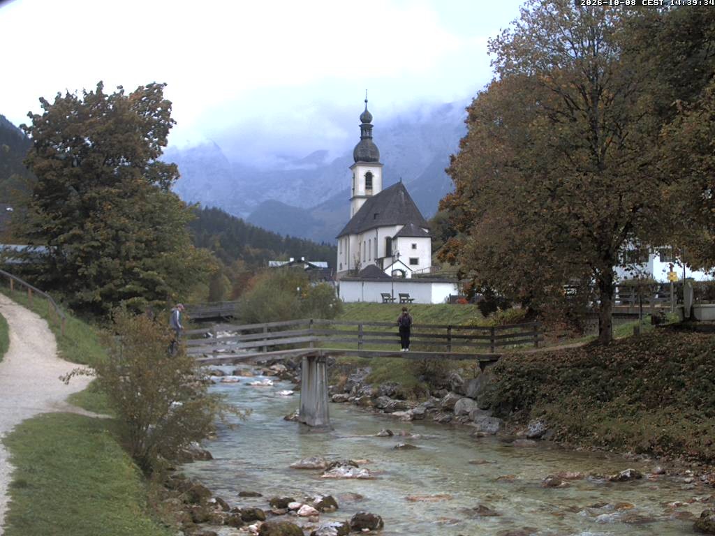 Archiv Foto Webcam Malerwinkel in Ramsau bei Berchtesgaden - Ortskirche St. Sebastian