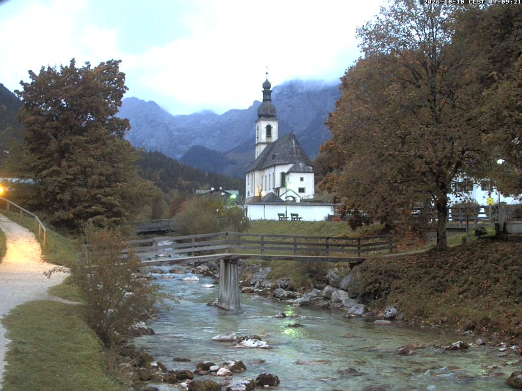 Archiv Foto Webcam Malerwinkel in Ramsau bei Berchtesgaden - Ortskirche St. Sebastian