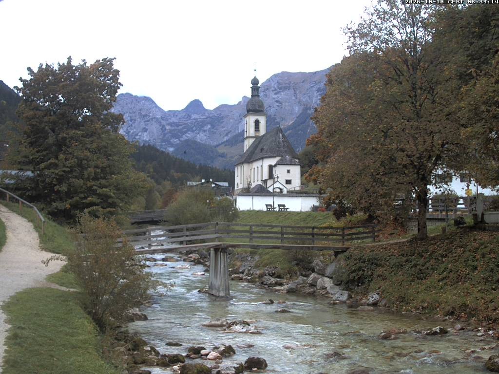 Archiv Foto Webcam Malerwinkel in Ramsau bei Berchtesgaden - Ortskirche St. Sebastian