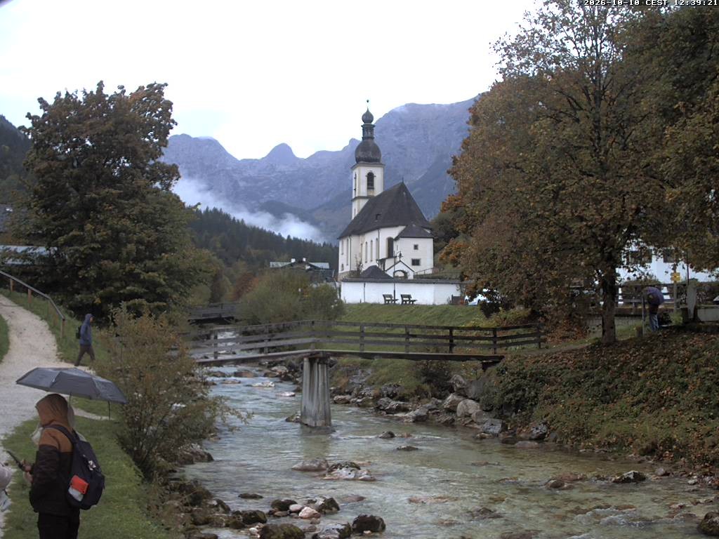 Archiv Foto Webcam Malerwinkel in Ramsau bei Berchtesgaden - Ortskirche St. Sebastian