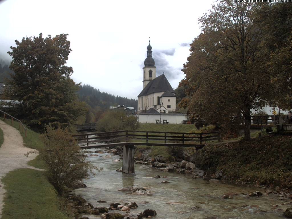 Archiv Foto Webcam Malerwinkel in Ramsau bei Berchtesgaden - Ortskirche St. Sebastian